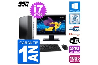 Unité Centrale Hp Pc Hp Elitedesk 800 G3 Sff Ecran 22" I7-6700 Ram 16go Ssd 240go Windows 10 Wifi