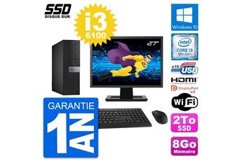 Unité Centrale Dell Pc Dell Optiplex 5040 Sff Ecran 27" I3-6100 Ram 8go Ssd 2to Hdmi Windows 10 Wifi