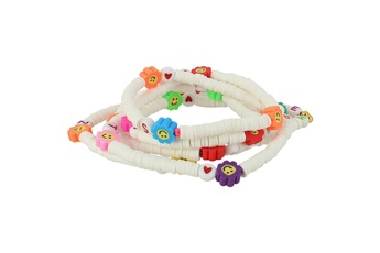 Bijou de déguisement Avizar Bijou de téléphone collier perles et fleurs smiley 110cm collection smile