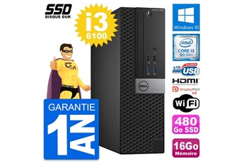 Unité Centrale Dell Pc Dell Optiplex 5040 Sff Intel I3-6100 Ram 16go Ssd 480go Hdmi Windows 10 Wifi