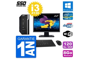 Unité Centrale Acer Pc Acer Veriton X2632g Sff Ecran 22" I3-4130 Ram 8go Ssd 120go Windows 10 Wifi