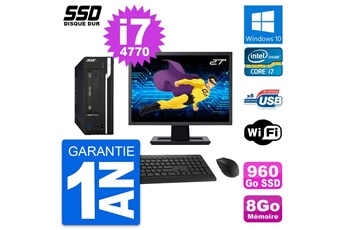 Unité Centrale Acer Pc Acer Veriton X2632g Sff Ecran 27" I7-4770 Ram 8go Ssd 960go Windows 10 Wifi