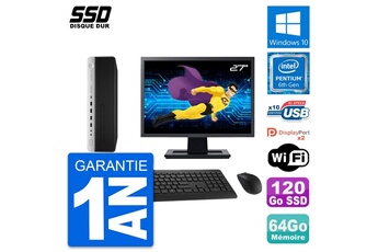 Unité Centrale Hp Pc Hp Elitedesk 800 G3 Sff Ecran 27" G4400 Ram 64go Ssd 120go Windows 10 Wifi
