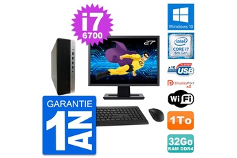 Unité Centrale Hp Pc Hp 600 G3 Sff Ecran 27" Intel I7-6700 Ram 32go Disque Dur 1to Windows 10 Wifi
