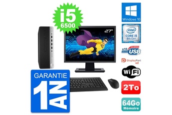 Unité Centrale Hp Pc Hp 600 G3 Sff Ecran 27" Intel I5-6500 Ram 64go Disque Dur 2to Windows 10 Wifi