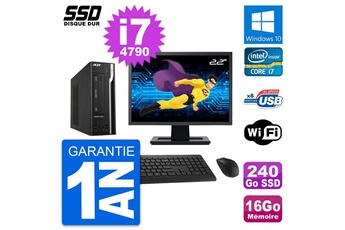 Unité Centrale Acer Pc Acer X2632g Sff Ecran 22" Intel I7-4790 Ram 16go Ssd 240go Windows 10 Wifi