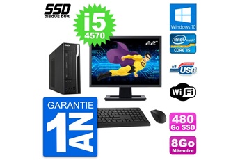 Unité Centrale Acer Pc Acer Veriton X2632g Sff Ecran 22" I5-4570 Ram 8go Ssd 480go Windows 10 Wifi