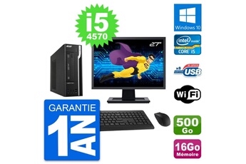 Unité Centrale Acer Pc Acer X2632g Sff Ecran 27" Intel I5-4570 Ram 16go Disque 500go Windows 10 Wifi