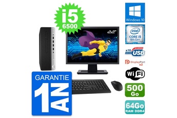 Unité Centrale Hp Pc Hp 600 G3 Sff Ecran 22" Intel I5-6500 Ram 64go Disque 500go Windows 10 Wifi