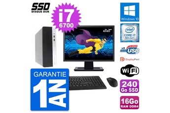 Unité Centrale Hp Pc Hp Prodesk 400 G4 Sff Ecran 22" I7-6700 Ram 16go Ssd 240go Windows 10 Wifi
