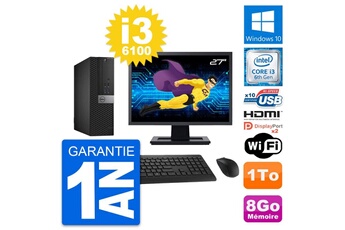 Unité Centrale Dell Pc Dell 5040 Sff Ecran 27" Intel I3-6100 Ram 8go Disque 1to Hdmi Windows 10 Wifi