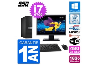 Unité Centrale Dell Pc Dell 5040 Sff Ecran 22" Intel I7-6700 Ram 16go Ssd 480go Hdmi Windows 10 Wifi