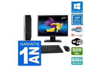 Unité Centrale Hp Pc Hp 800 G3 Sff Ecran 27" Intel G4400 Ram 64go Disque 500go Windows 10 Wifi