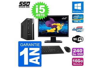 Unité Centrale Acer Pc Acer X2632g Sff Ecran 22" Intel I5-4570 Ram 16go Ssd 240go Windows 10 Wifi