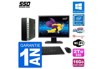 Unité Centrale Hp Pc Hp Prodesk 600 G3 Sff Ecran 22" Intel G4400 Ram 16go Ssd 2to Windows 10 Wifi