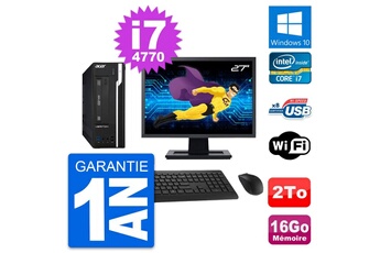 Unité Centrale Acer Pc Acer X2632g Sff Ecran 27" Intel I7-4770 Ram 16go Disque 2to Windows 10 Wifi
