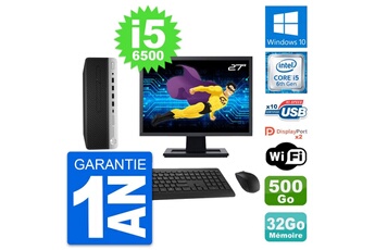 Unité Centrale Hp Pc Hp 600 G3 Sff Ecran 27" Intel I5-6500 Ram 32go Disque 500go Windows 10 Wifi