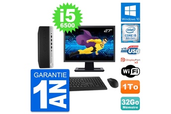 Unité Centrale Hp Pc Hp 600 G3 Sff Ecran 27" Intel I5-6500 Ram 32go Disque Dur 1to Windows 10 Wifi