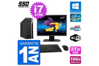 Unité Centrale Acer Pc Acer Veriton X2632g Sff Ecran 27" I7-4790 Ram 16go Ssd 2to Windows 10 Wifi