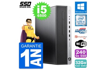 Unité Centrale Hp Pc Hp Elitedesk 800 G3 Sff Intel Core I5-6500 Ram 32go Ssd 240go Windows 10 Wifi