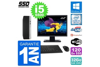 Unité Centrale Hp Pc Hp Prodesk 400 G4 Sff Ecran 22" I5-6500 Ram 32go Ssd 120go Windows 10 Wifi