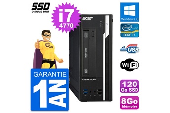 Unité Centrale Acer Pc Acer Veriton X2632g Sff Intel Core I7-4770 Ram 8go Ssd 120go Windows 10 Wifi