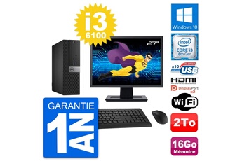 Unité Centrale Dell Pc Dell 5040 Sff Ecran 27" Core I3-6100 Ram 16go Disque 2to Hdmi Windows 10 Wifi