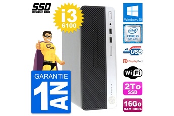Unité Centrale Hp Pc Hp Prodesk 400 G4 Sff Intel Core I3-6100 Ram 16go Ssd 2to Windows 10 Wifi