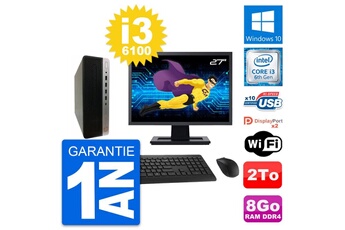 Unité Centrale Hp Pc Hp Prodesk 600 G3 Sff Ecran 27" I3-6100 Ram 8go Disque 2to Windows 10 Wifi