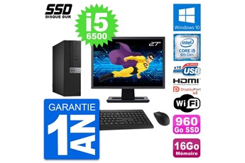 Unité Centrale Dell Pc Dell 5040 Sff Ecran 27" Intel I5-6500 Ram 16go Ssd 960go Hdmi Windows 10 Wifi
