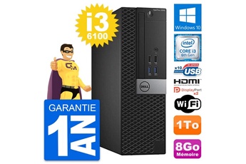 Unité Centrale Dell Pc Dell Optiplex 5040 Sff Intel I3-6100 Ram 8go Disque 1to Hdmi Windows 10 Wifi