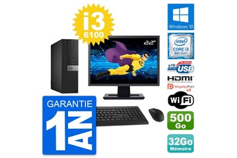 Unité Centrale Dell Pc Dell 5040 Sff Ecran 22" I3-6100 Ram 32go Disque 500go Hdmi Windows 10 Wifi