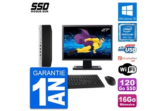 Unité Centrale Hp Pc Hp Elitedesk 800 G3 Sff Ecran 27" G4400 Ram 16go Ssd 120go Windows 10 Wifi