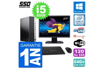 Unité Centrale Hp Pc Hp Elitedesk 800 G3 Sff Ecran 27" I5-6500 Ram 64go Ssd 120go Windows 10 Wifi