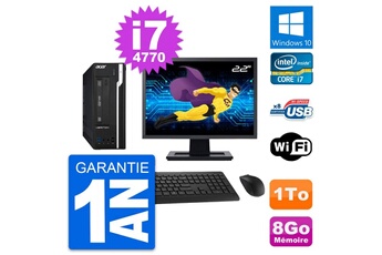 Unité Centrale Acer Pc Acer X2632g Sff Ecran 22" Intel I7-4770 Ram 8go Disque 1to Windows 10 Wifi