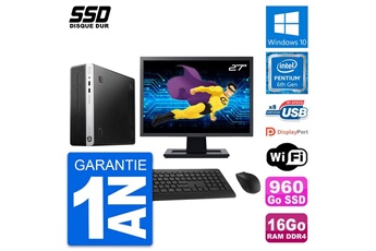 Unité Centrale Hp Pc Hp Prodesk 400 G4 Sff Ecran 27" G4400 Ram 16go Ssd 960go Windows 10 Wifi
