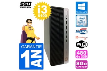 Unité Centrale Hp Pc Hp Prodesk 600 G3 Sff Intel Core I3-6100 Ram 8go Ssd 480go Windows 10 Wifi