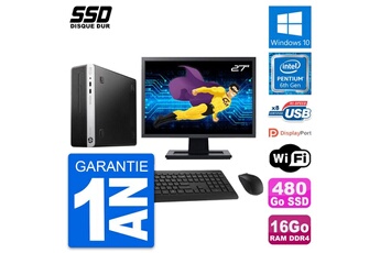 Unité Centrale Hp Pc Hp Prodesk 400 G4 Sff Ecran 27" G4400 Ram 16go Ssd 480go Windows 10 Wifi