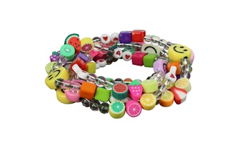 Bijou de déguisement Avizar Bijou de téléphone collier smiley et fruits 110cm collection smile multicolore