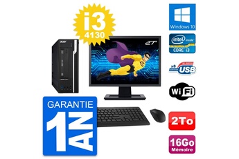 Unité Centrale Acer Pc Acer X2632g Sff Ecran 27" Intel I3-4130 Ram 16go Disque 2to Windows 10 Wifi