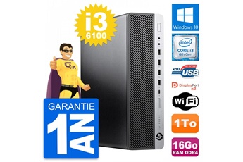 Unité Centrale Hp Pc Hp Elitedesk 800 G3 Sff Intel I3-6100 Ram 16go Disque Dur 1to Windows 10 Wifi
