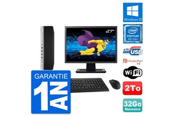 Unité Centrale Hp Pc Hp 800 G3 Sff Ecran 27" Intel G4400 Ram 32go Disque 2to Windows 10 Wifi