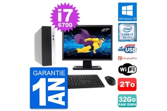 Unité Centrale Hp Pc Hp 400 G4 Sff Ecran 27" Intel I7-6700 Ram 32go Disque Dur 2to Windows 10 Wifi