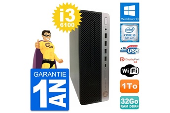 Unité Centrale Hp Pc Hp Prodesk 600 G3 Sff Intel Core I3-6100 Ram 32go Disque 1to Windows 10 Wifi