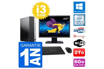 Unité Centrale Hp Pc Hp Elitedesk 800 G3 Sff Ecran 22" I3-6100 Ram 8go Disque 2to Windows 10 Wifi