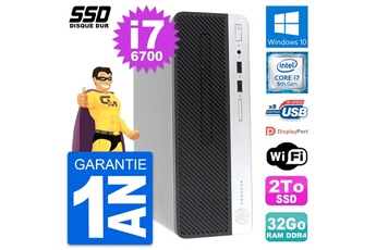 Unité Centrale Hp Pc Hp Prodesk 400 G4 Sff Intel Core I7-6700 Ram 32go Ssd 2to Windows 10 Wifi