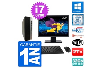 Unité Centrale Hp Pc Hp 600 G3 Sff Ecran 22" Intel I7-6700 Ram 32go Disque Dur 2to Windows 10 Wifi