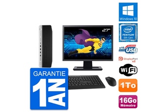 Unité Centrale Hp Pc Hp 800 G3 Sff Ecran 27" Intel G4400 Ram 16go Disque 1to Windows 10 Wifi