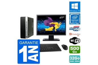 Unité Centrale Hp Pc Hp 600 G3 Sff Ecran 27" Intel G4400 Ram 32go Disque Dur 500go Windows 10 Wifi