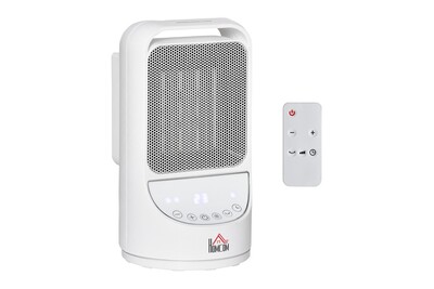 Radiateur à eau chaude HOMCOM Chauffage soufflant oscillant 1500 w - mini radiateur céramique ptc - 3 niveaux de puissance - chauffage d'appoint avec télécommande blanc